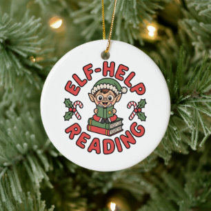 Alv-hjälp läsning julgran julgransprydnad keramik