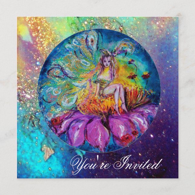 ÄLV I NATTEN, rosa gul blå röda gnistor Inbjudningar (Framsida)