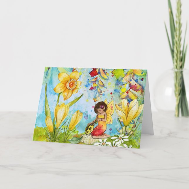 Älva Daffodil Fae Pagan-hälsningskort Kort (Framsida)