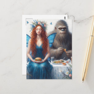 Älva och Sasquatch Picknick Vykort