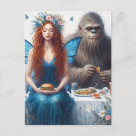 Älva och Sasquatch Picknick Vykort
