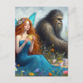 Älva och Sasquatch Picknick Vykort