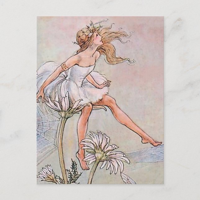 Älva på en blomma av Florence Anderson Vykort (Framsida)