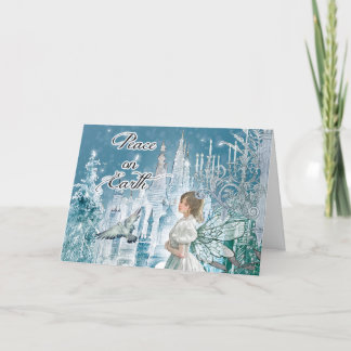 Älva, Slott, Duva Fred på jorden jul Helgkort