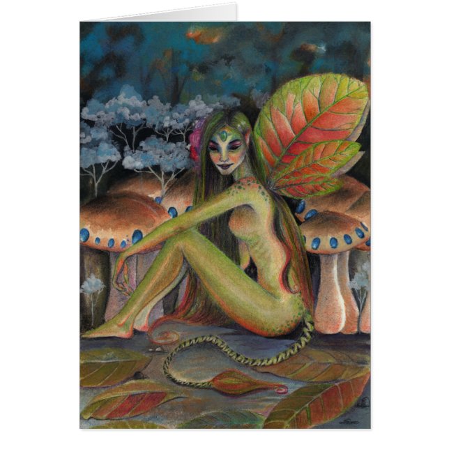 Älvan Grönt Hälsningskort (Framsidan)