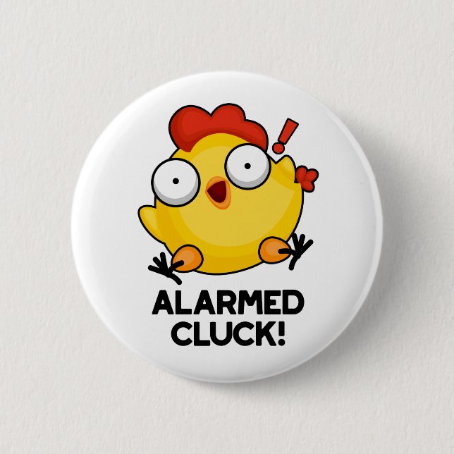 Alväpnad Cluck Funny Chicken Clock Pun Knapp (Framsida)