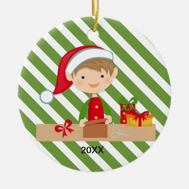 Älvapojke i seminariumprydnad julgransprydnad keramik (Framsidan)