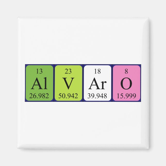 Alvaro Periodisk bord namn magnet (Framsidan)