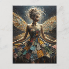 Älvdress i lapptäcke vykort