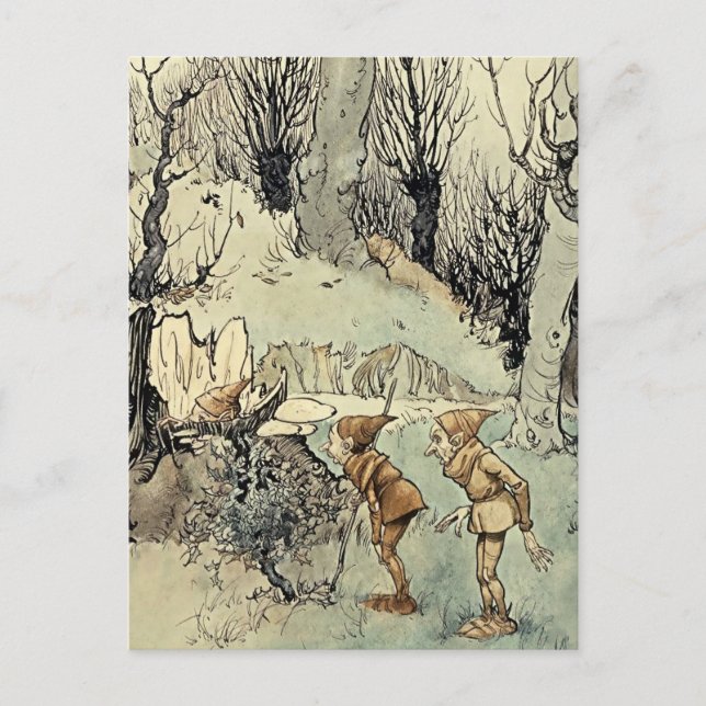 “Alver i skogen” av Arthur Rackham Vykort (Framsida)