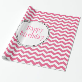 älvlig, trendig, klassisk rosa chevron födelsedags presentpapper