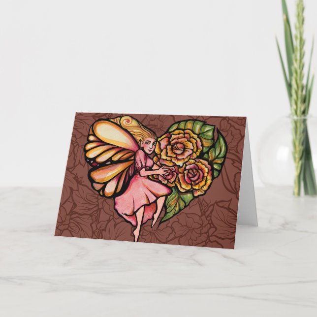 Älvor av blommor från Flower Fairy Garden Heart Fl Kort (Framsida)