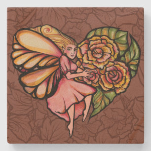 Älvor av blommor från Flower Fairy Garden Heart Fl Stenunderlägg