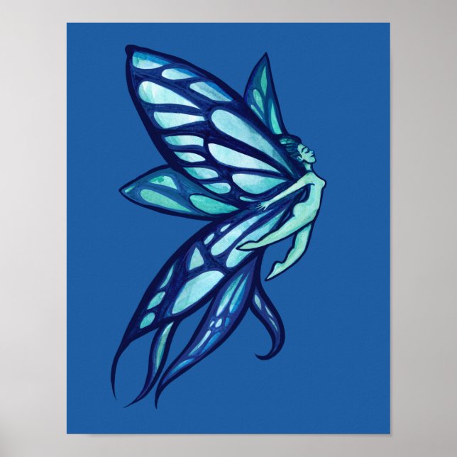 Älvor av Blue Fairy Vingar Art Poster (Framsidan)