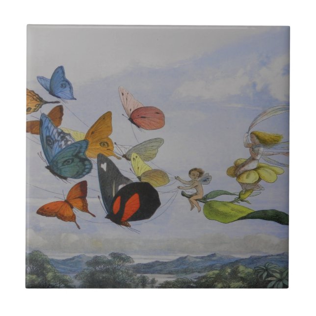 Älvor av fjäril och fjärilar kakelplatta (Framsidan)