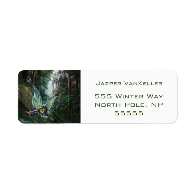 Älvor av trädland och Waterfall Castle Returadress Etikett (Framsidan)