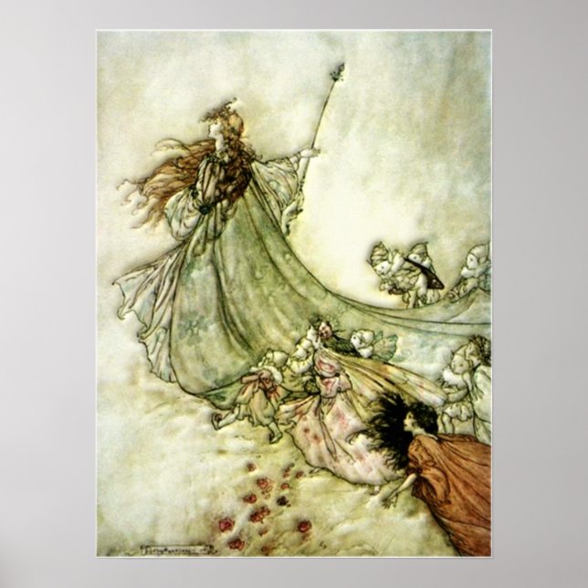 Älvor Away - Arthur Rackham Poster (Framsidan)