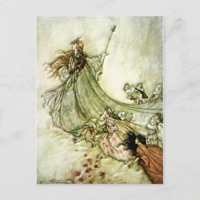 Älvor Away - Arthur Rackham Vykort (Framsida)