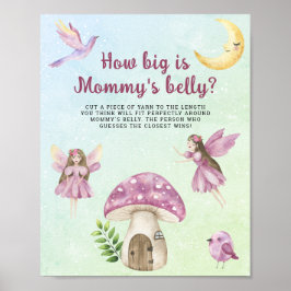 Älvor baby shower Hur stor är mammans mage spel Poster