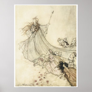 Älvor bort, 1908, Vintage Fairy Art Poster