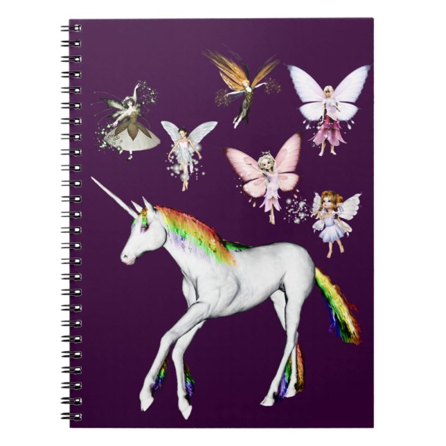 Älvor Färg Unicorn Anteckningsbok Med Spiral (Framsidan)