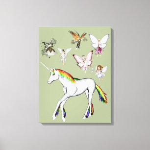 Älvor Färg Unicorn Canvastryck