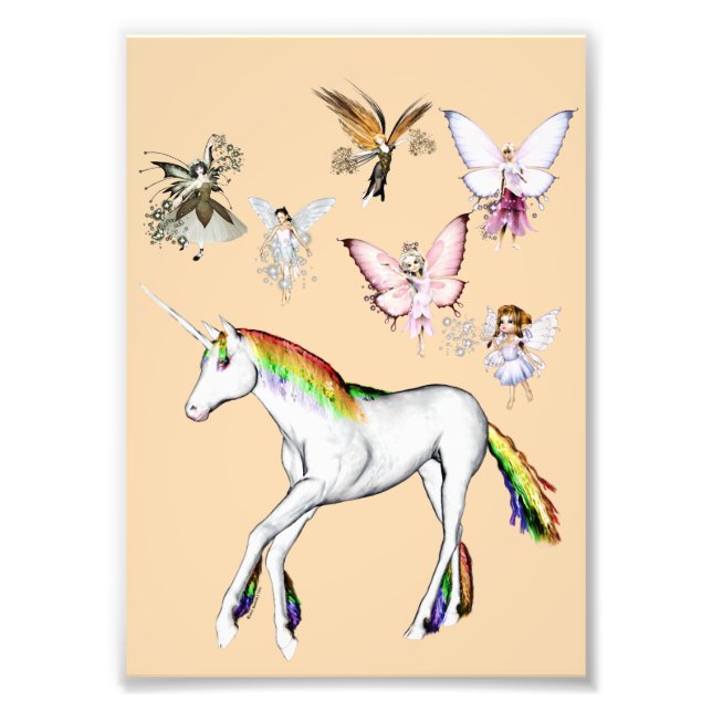 Älvor Färg Unicorn Fototryck (Framsidan)