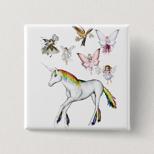 Älvor Färg Unicorn Knapp