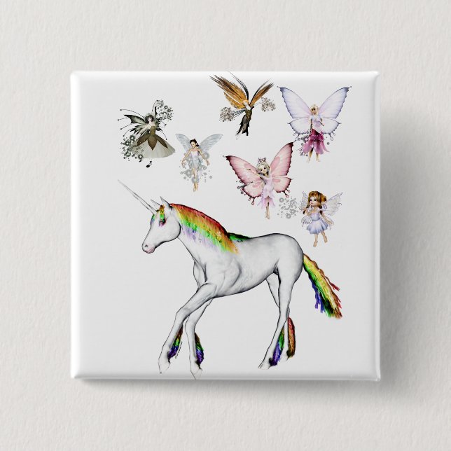 Älvor Färg Unicorn Knapp (Framsida)