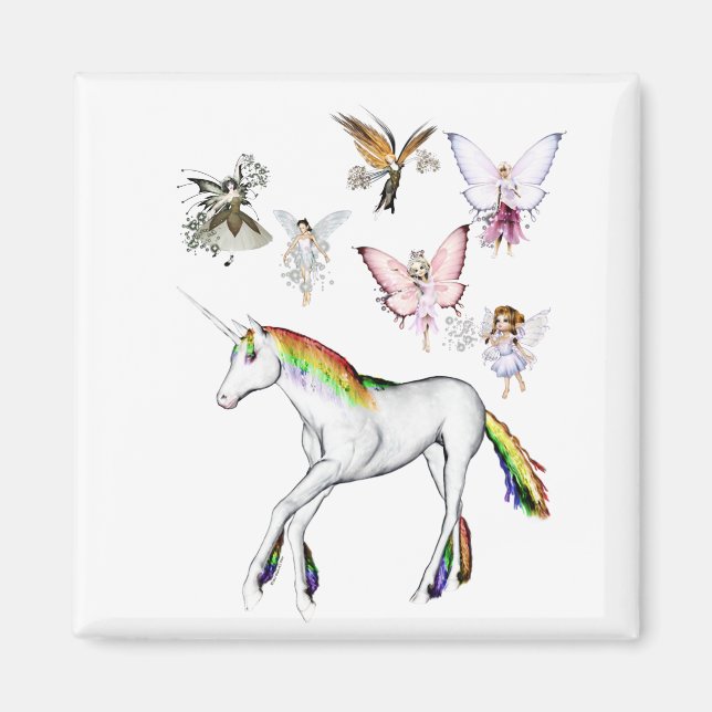 Älvor Färg Unicorn Magnet (Framsidan)