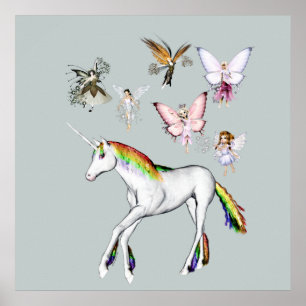 Älvor Färg Unicorn Poster