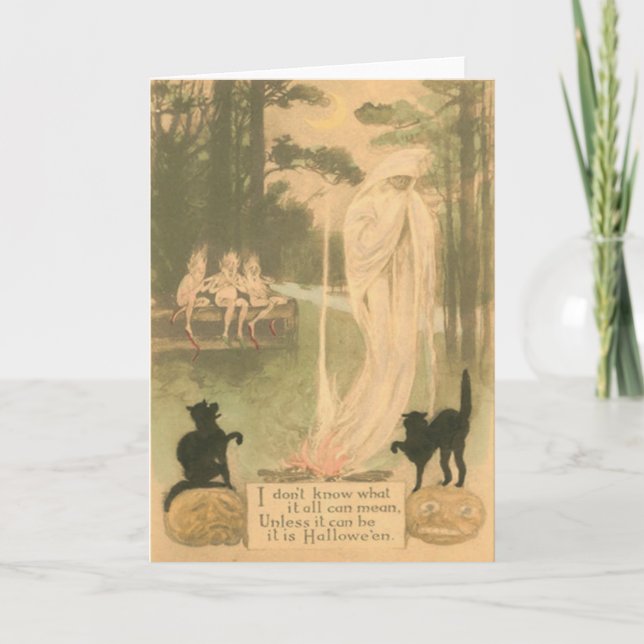 Älvor för katt för spökejack o lanternsvart kort (Framsida)