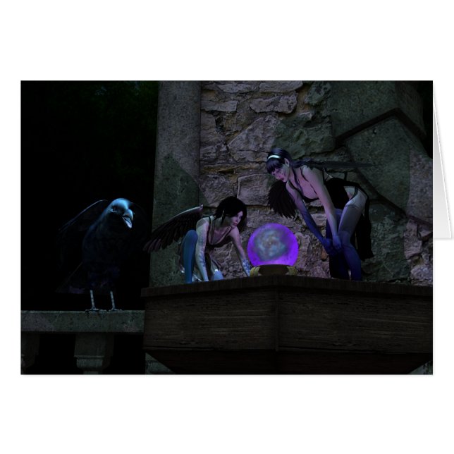 Älvor för nyfiken Kråka Hälsningskort (Framsidan Horizontal)