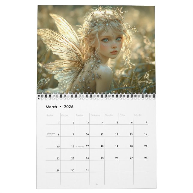 Älvor för vacker Elegant Woodland Kalender (Mar 2026)