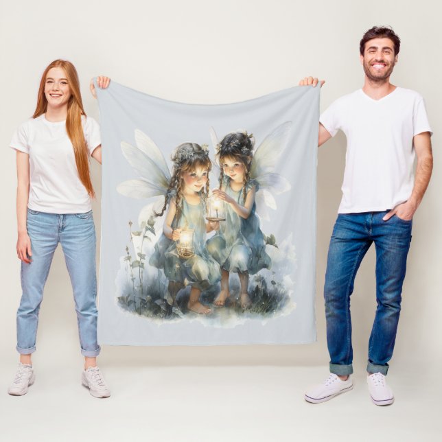 Älvor för vackra Victorian Wearing Blue Garden Fleecefilt (På plats)