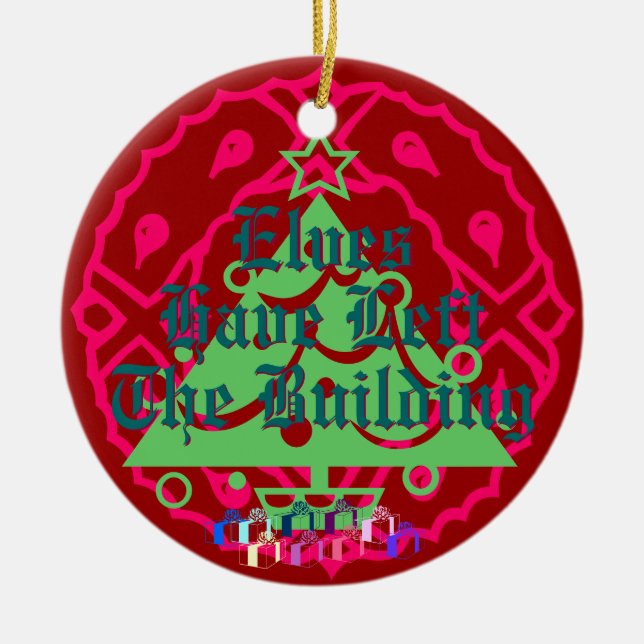 Älvor har lämnat byggnaden julgransprydnad keramik (Framsidan)