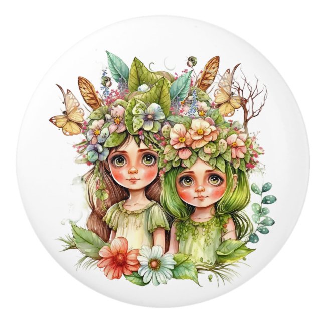 Älvor i Flower Fairy Knopp (Framsidan)
