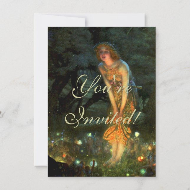 Älvor i mejerikretsen mitt i sommaren Kväll Inbjudningar (Framsida)