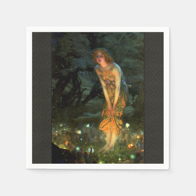 Älvor i mejerikretsen mitt i sommaren Kväll Pappersservett (Framsidan)