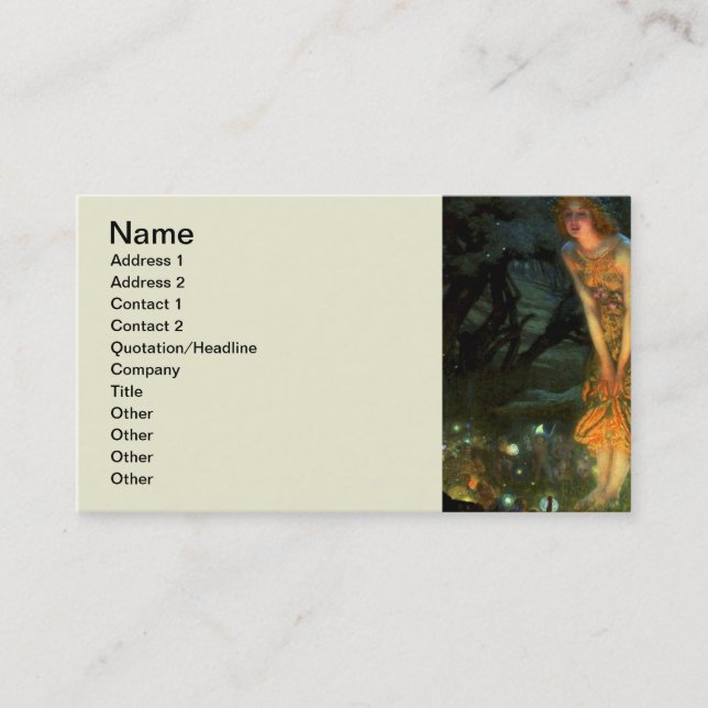 Älvor i mejerikretsen mitt i sommaren Kväll Visitkort (Framsida)