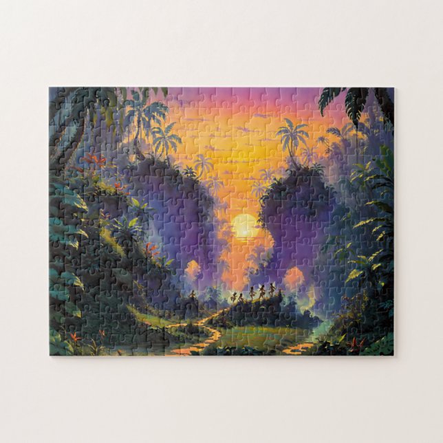 Älvor i Sunset Jungle - Puzzle Pussel (Horisontell)