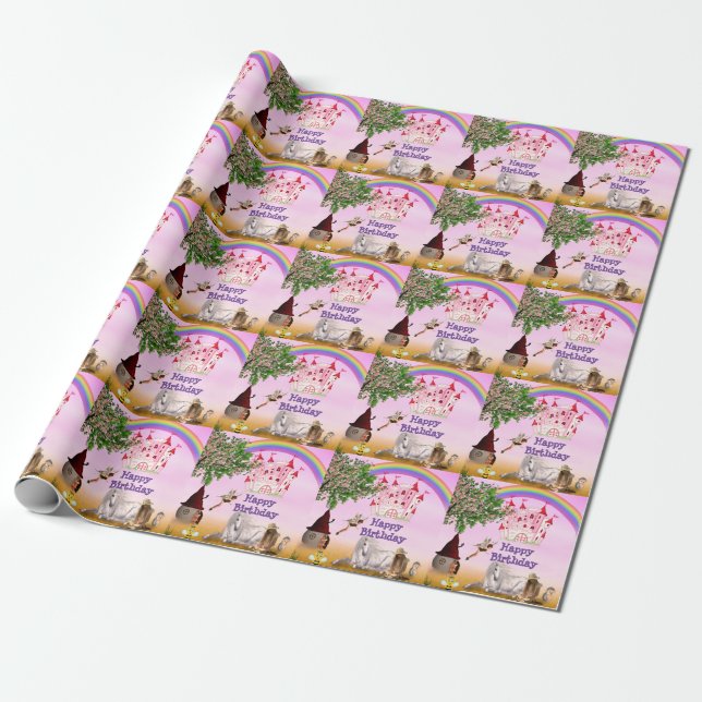 Älvor Lycklig Födelsedag Presentpapper (Utrullad)