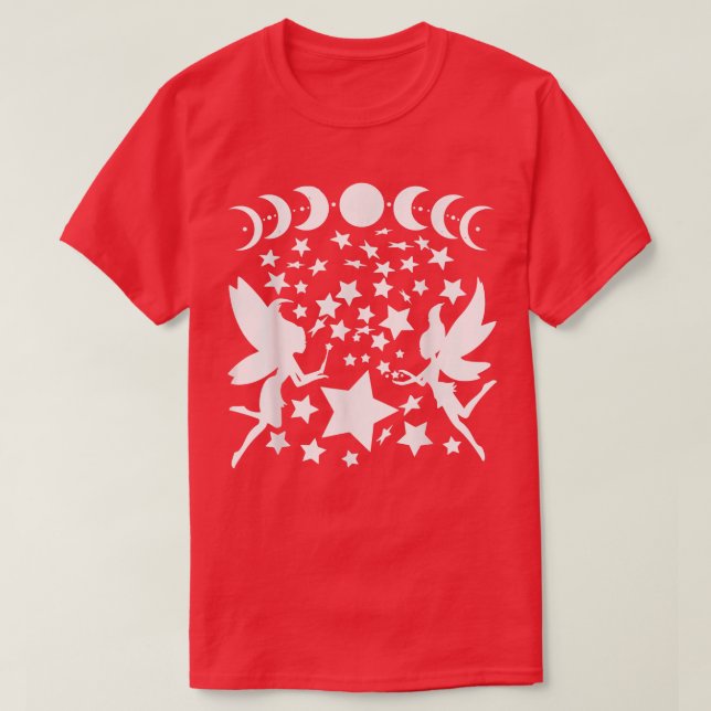 Älvor Måne Phases Stars Silhouette Fantasy T Shirt (Design framsida)