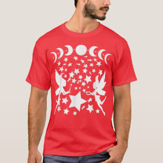 Älvor Måne Phases Stars Silhouette Fantasy T Shirt