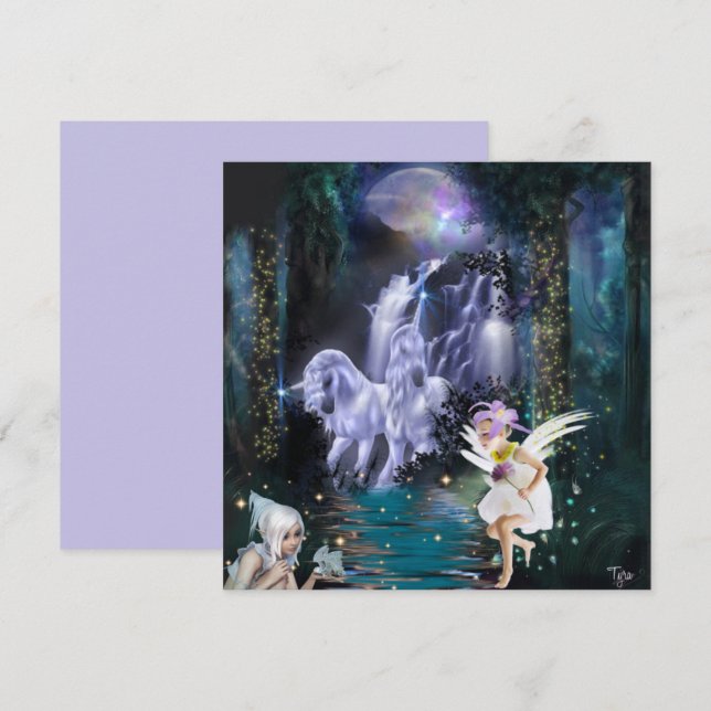 Älvor med Unicorns Fantasy-kort (Fram/baksida)