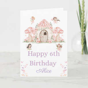 Älvor och ett Älvhus Glad 6-årsdag Kort