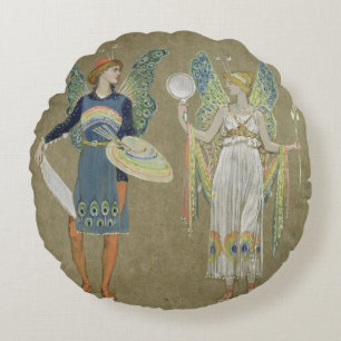 Älvor och femålare, från "snögubben" 1899 rund kudde