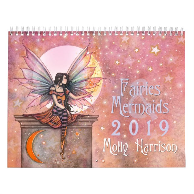 Älvor och Sjöjungfruar 2019 Wall Calendar Molly H Kalender (Omslag)