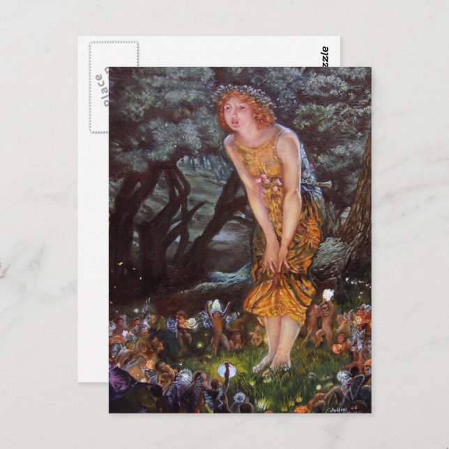 Älvor på en midsommarnatt i Girls Dream Vykort (Fram/baksida)