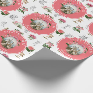 Älvor Rosa Blommigt Mushroom Fairy Castle Birthday Presentpapper